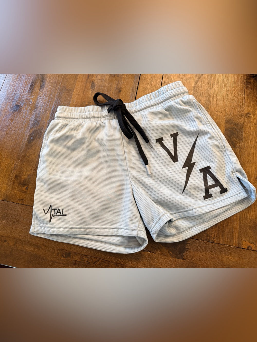 Light Gray Athletic Women's Shorts with Black Drawstring